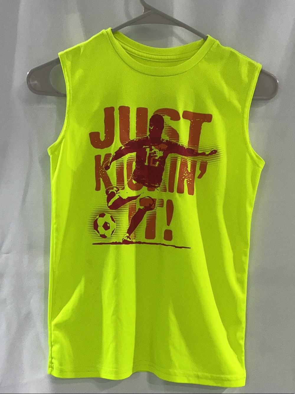 Neon Yellow Soccer Graphic Tank Top - Kids